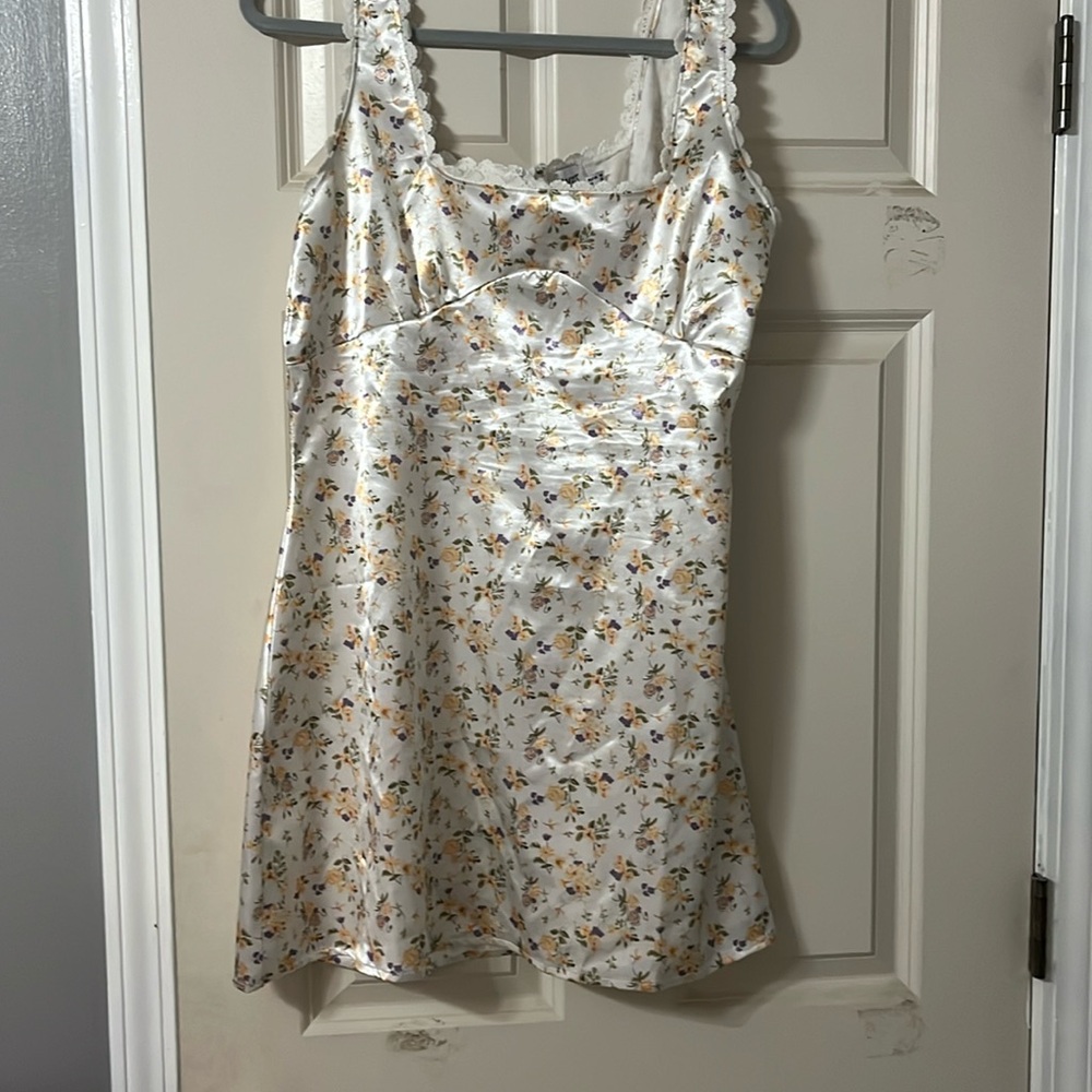 Princess Polly Floral Mini Dress - White and Yellow